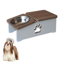 Comedouro Elevado Cachorro Base Hibrido Bebedouro PetMDF - Inox