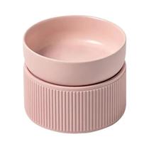 Comedouro Elevado De Cerâmica Para Cães E Gatos, Suporte Duplo Branco E Rosa