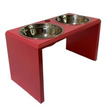 Comedouro Elevado Duplo Para Cachorro Grande Porte 28cm Alt Tigelas de Inox Facilita Higienização!
