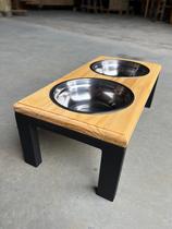 Comedouro Elevado Duplo Para Cães - Tamanho P Cor:Madeira