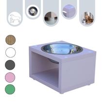 Comedouro Elevado Gato Cachorro Pet MDF Luke Rose - Inox