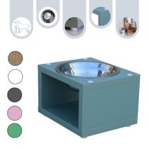 Comedouro Elevado Gato Cachorro Pet MDF Luke Verde - Inox