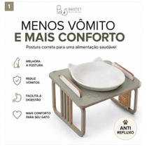Comedouro Elevado Inclinado Unitário para Gatos com Tigela de Porcelana Bastet Design for Cats