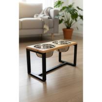 Comedouro Elevado Madeira G Cães Gatos Conforto Higiene Comedouro Elevado Madeira G Cães Gatos Conforto Higiene