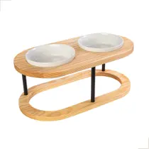 Comedouro elevado Mádela duplo M porcelana