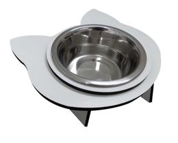 Comedouro Elevado MDF Gato Branco Comedouro Elevado MDF Gato Branco