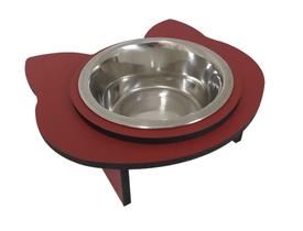 Comedouro Elevado MDF Gato Vermelho Comedouro Elevado MDF Gato Vermelho