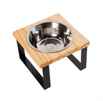 Comedouro Elevado P Em Madeira E Inox Para Cães E Gatos Comedouro Elevado P Em Madeira E Inox Para Cães E Gatos