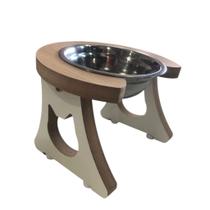 Comedouro elevado para gatos com tigela inox