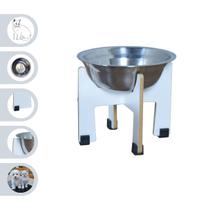 Comedouro Elevado Pet Gato Cachorro MDF Torre 15 cm - Inox