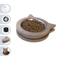 Comedouro Elevado Pet Gato MDF Miau- Inox Comedouro Elevado Pet Gato MDF Miau- Inox