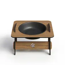 Comedouro Elevado Suspenso Tabaco MDF Gato Cachorro Bebedouro Pet