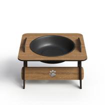 Comedouro Elevado Suspenso Tabaco MDF Gato Cachorro Bebedouro Pet