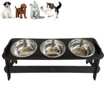 Comedouro Elevado Triplo Para Cães e Gatos