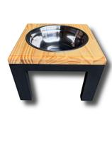 Comedouro Elevado Unitário para Cães e Gatos Tamanho P Cor:MadeiraModelo:Desmontado