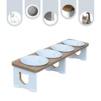 Comedouro Gato Pet Elevado Quadruplo Linear MDF - Porcelana Comedouro Gato Pet Elevado Quadruplo Linear MDF - Porcelana
