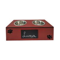 Comedouro Hello Pet Lousa Duplo Vermelho para Cães e Gatos - Tamanho G