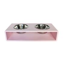 Comedouro Hello Pet Modern Duplo Rosa para Cães e Gatos - Tamanho G