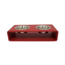 Comedouro Hello Pet Modern Duplo Vermelho para Cães e Gatos - Tamanho M