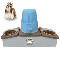 Comedouro Hibrido Duplo Cachorro Base Bebedouro Pet MDF - Porcelana Comedouro Hibrido Duplo Cachorro Base Bebedouro Pet MDF - Porcelana