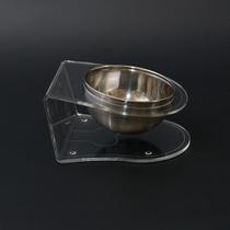 Comedouro Individual para Pets em Acrílico Incolor Com Tigela em Inox - Ideal para ração e sachê
