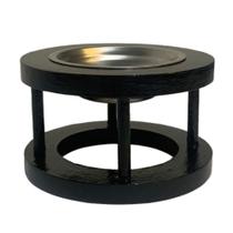 Comedouro Individual Suporte Elevado Preto Tigela de Inox