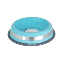 Comedouro Inox Anti-formiga Cães Gatos Pet 210 ml azulc