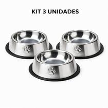 Comedouro Inox Antiderrapante 250ml para Cães e Gatos Bebedouro Pet