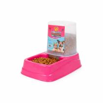 Comedouro inteligente rosa serve pra agua e raçao
