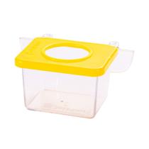 Comedouro Jel Plast Pet Piu 1 Furo com Gancho Cristal Amarelo para Pássaros - 30ml