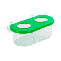 Comedouro Jel Plast Pet Piu 2 Furos com Gancho Cristal Verde para Pássaros - 100ml Comedouro Jel Plast Pet Piu 2 Furos com Gancho Cristal Verde para Pássaros - 100ml