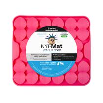 Comedouro Lento e Tapete de Fuçar com Ventosas Quadrado Folha - ROSA