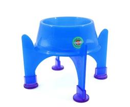 Comedouro Lilopety Kit Super- Suporte Color P - Azul c/ suporte Transparente