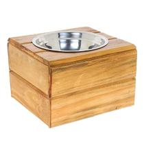 Comedouro Madeira com Bowl em Inox Modelo 2 - Tam. M