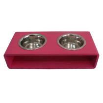 Comedouro Modern Duplo Pink para Cães e Gatos - Tam. M