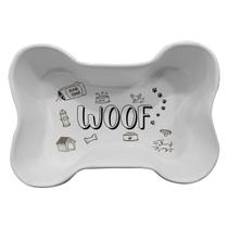 Comedouro Osso Cerâmica Branco 16x11x5cm