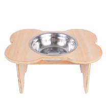 Comedouro P/ Gato Cachorro Pet Elevado 1 Pote Madeira e Inox Comedouro P/ Gato Cachorro Pet Elevado 1 Pote Madeira e Inox