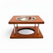 Comedouro para Cachorro e Gato Elevado 10cm Inox e Madeira