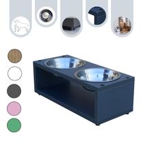 Comedouro Para Cachorro Gato Duplo Elevado Pet MDF Luke - Inox - Space Gray