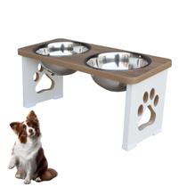 Comedouro Para Cachorro Grande Elevado Duplo Pet MDF 20 cm - Inox Comedouro Para Cachorro Grande Elevado Duplo Pet MDF 20 cm - Inox