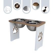 Comedouro Para Cachorro Grande Elevado Duplo Pet MDF 30 cm - Inox Comedouro Para Cachorro Grande Elevado Duplo Pet MDF 30 cm - Inox