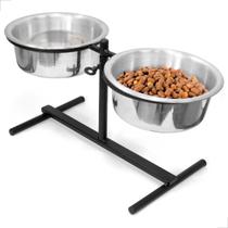 Comedouro Para Cachorro Pet Preto Grande Com Regulagem De Altura