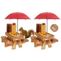 Comedouro para Esquilos MIXXIDEA Mesa de Piquenique com 2 Guarda-sóis de 27 cm