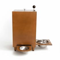 Comedouro para Gato e Cão com Bebedouro e Dispenser de Ração 15kg Tigela Inox Elevada 10cm