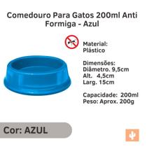 Comedouro Para Gatos 200ml Anti Formiga - Azul