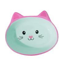 Comedouro Para Gatos Pet Porcelana Gatinho Rosa E Azul