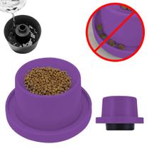 Comedouro para Gatos Plástico Elevado Antiformigas e Higiênico com Base Antiderrapante Roxo