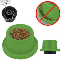 Comedouro para Gatos Plástico Elevado Antiformigas e Higiênico com Base Antiderrapante Verde