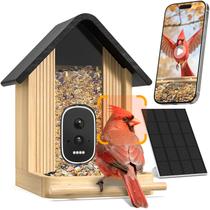 Comedouro para Pássaros WLNYUGS 2.5K UHD com IA, Solar, Sem Fio e de Bambu Comedouro para Pássaros WLNYUGS 2.5K UHD com IA, Solar, Sem Fio e de Bambu