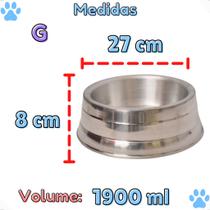 Comedouro Pesado Polido de Alumínio Para Cães Pote De Ração Resistente tamanho:G